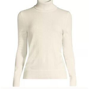 Lands End CASHMERE Turtleneck Sweater | Womens L, Ivory
